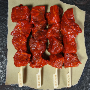 Dry aged ribeye skewer Rubia gallega | Char siu 